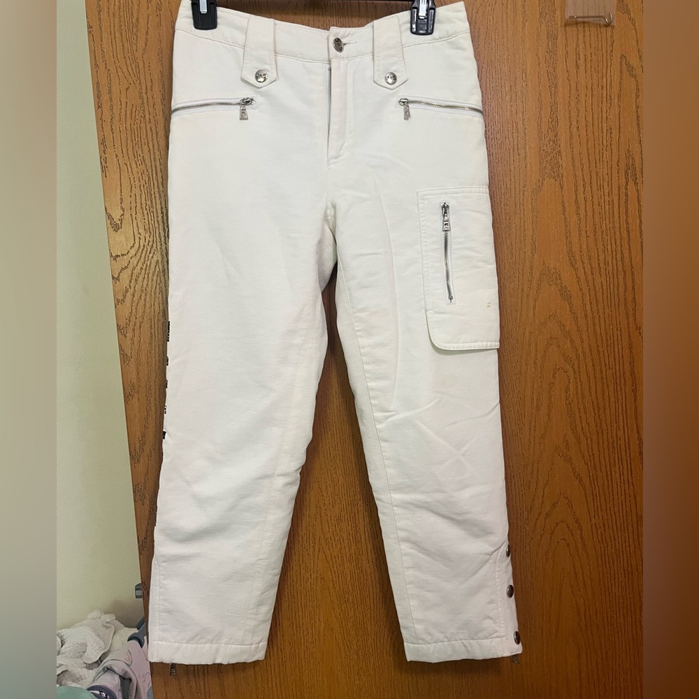 White Cargo Zip Pocket Pants